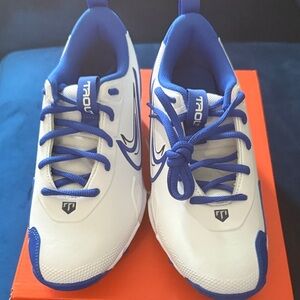 Nike Kids White and Blue Cleats